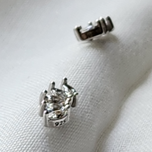 Sterling and Cz Stud Earrings - Picture 3 of 10